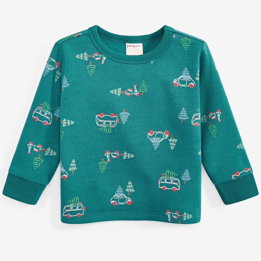 Baby - Long Sleeve Holiday Green Fleece Sweatshirt 24 Months
